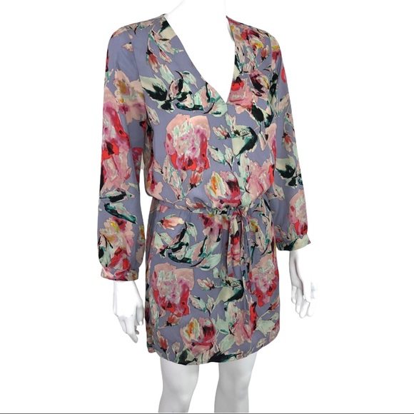 Eight Sixty size XS Drawstring Shirt Dress Lavender Floral Print - Picture 3 of 11